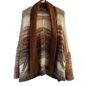 Wooden Ships Wool Mohair Blend Open Knit Cardigan Pockets Size Small/Medium